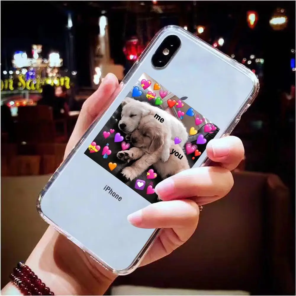 Супер милый кот собака мультфильм розовый в форме сердца ты и я серия HD Прозрачный чехол для телефона для iphone 11 Pro XS Max X XR 8 7 6 6S Plus 5S SE