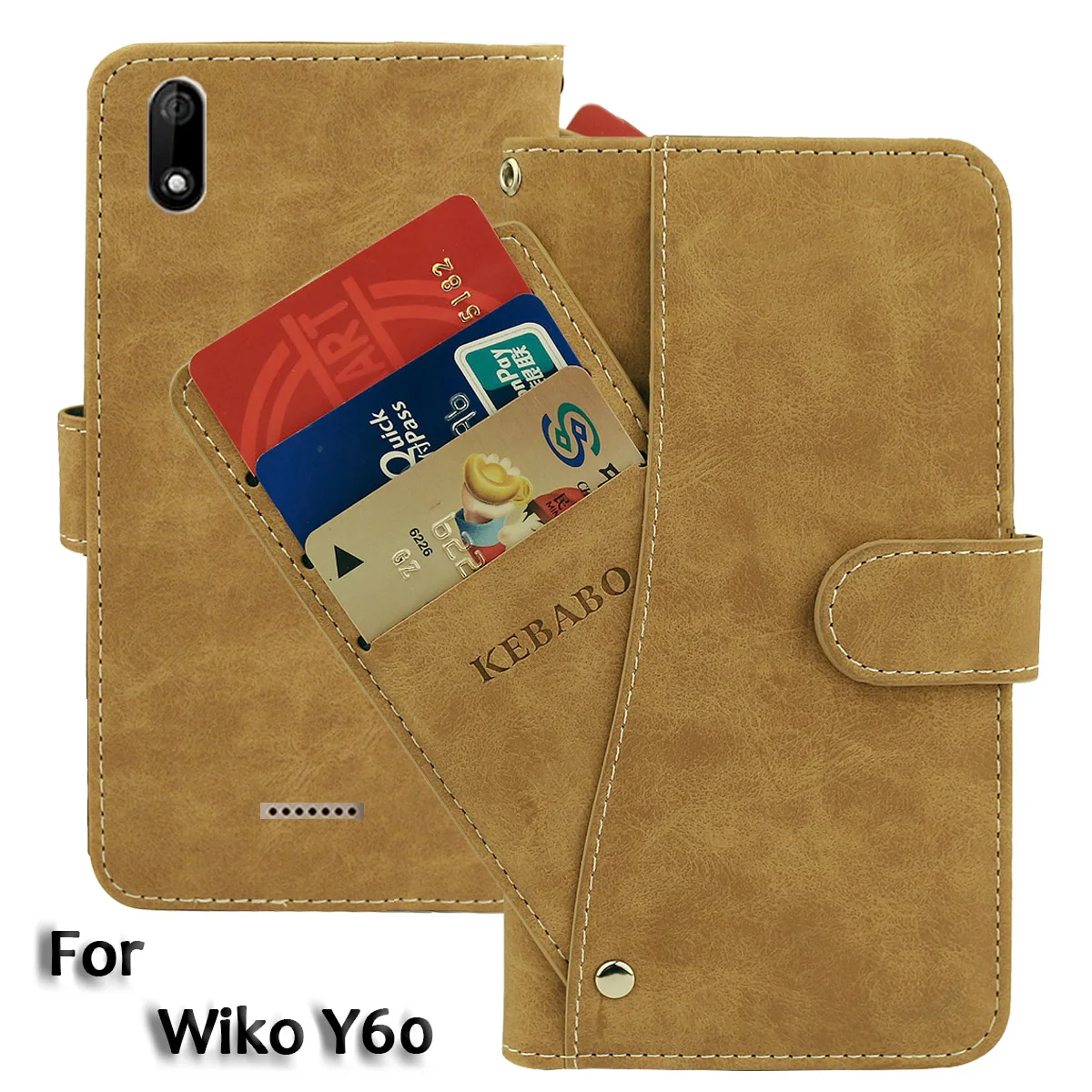 

Vintage Leather Wallet Wiko Y60 Case 5.45" Flip Luxury 3 Front Card Slots Cover Magnet Stand Phone Protective Bags