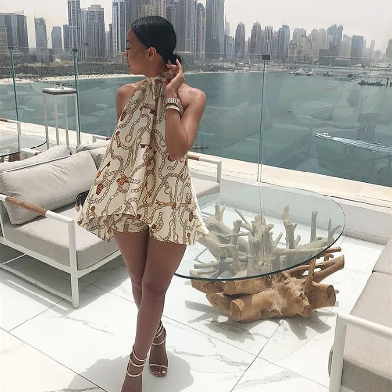 2018 женский спортивный костюм летний на бретельках с низким вырезом спине модный