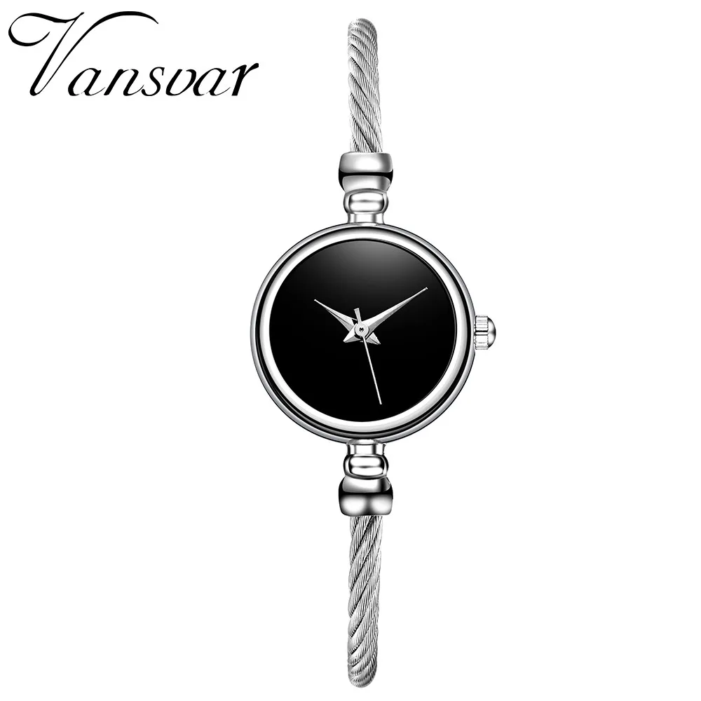 Женские повседневные кварцевые часы vansvar браслет из нержавеющей стали