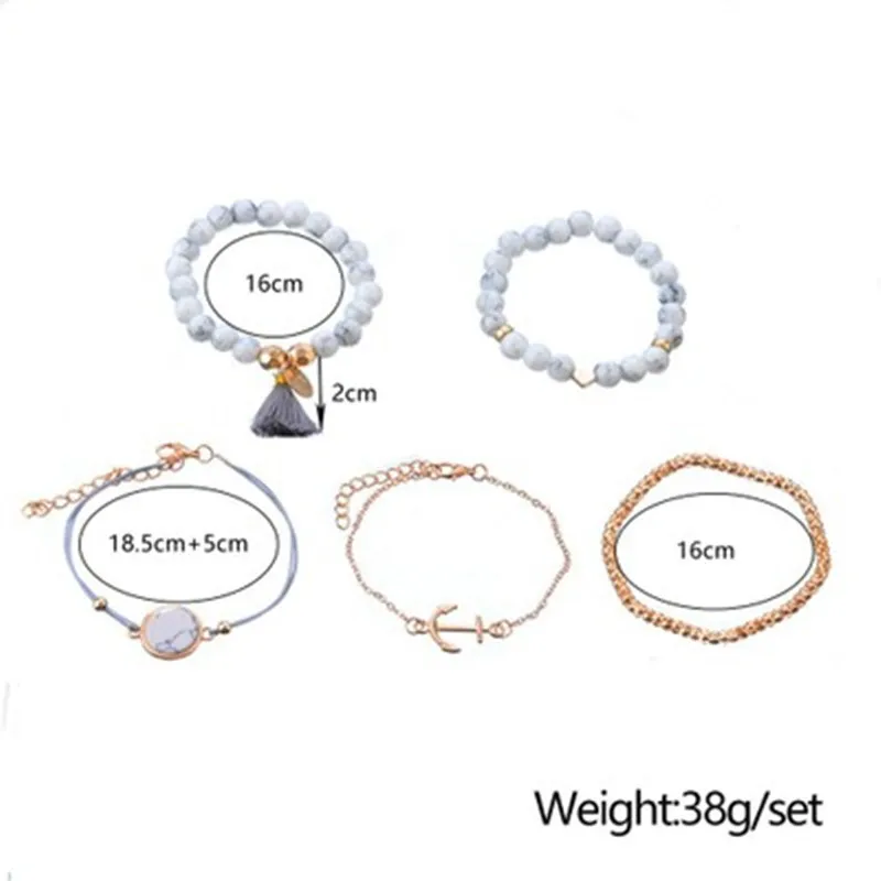 Комплект женских винтажных браслетов с подвесками многослойный богемный