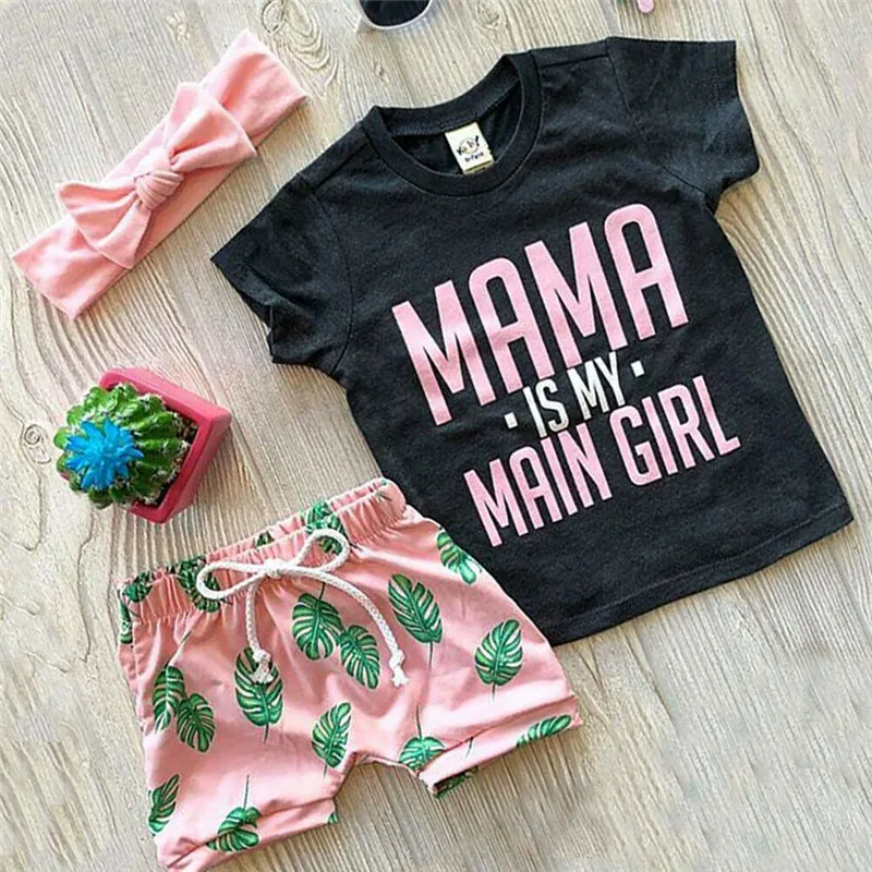 3 предмета одежда для маленьких девочек рубашка с короткими рукавами Топы