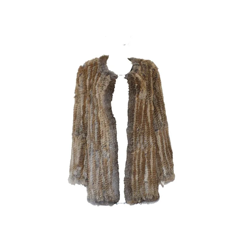Brazil hot100% Best Quality Rabbit Fur Thick Knitted Coat, Natural Rabbit Fur Jacket, European Style Fur Overcoat  Free Shipping