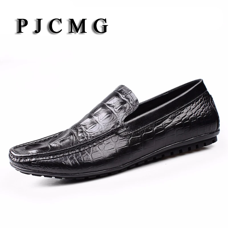 Мужские мокасины без шнуровки PJCMG черные/красные повседневные Мокасины из