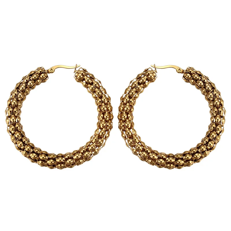 Новая мода нержавеющая сталь Золото/Серебро Цвет Круглый Серьги Кольца для