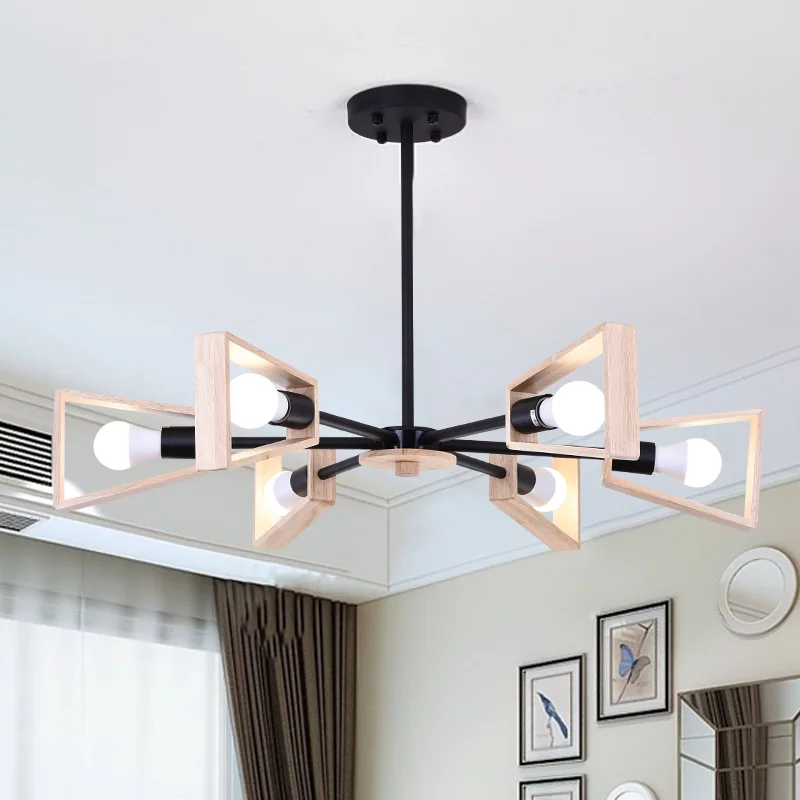 Дар Винтаж Подвесная лампа для спальни дизайн Ресторан деревянные светодиодные