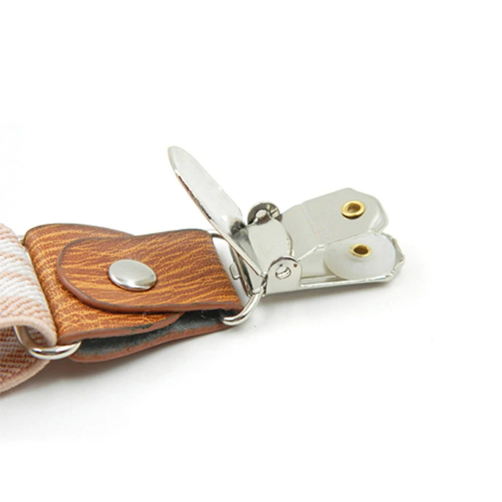 Милые Модная одежда для детей Детская мода коричневый 4 Зажимы Подтяжки женщин