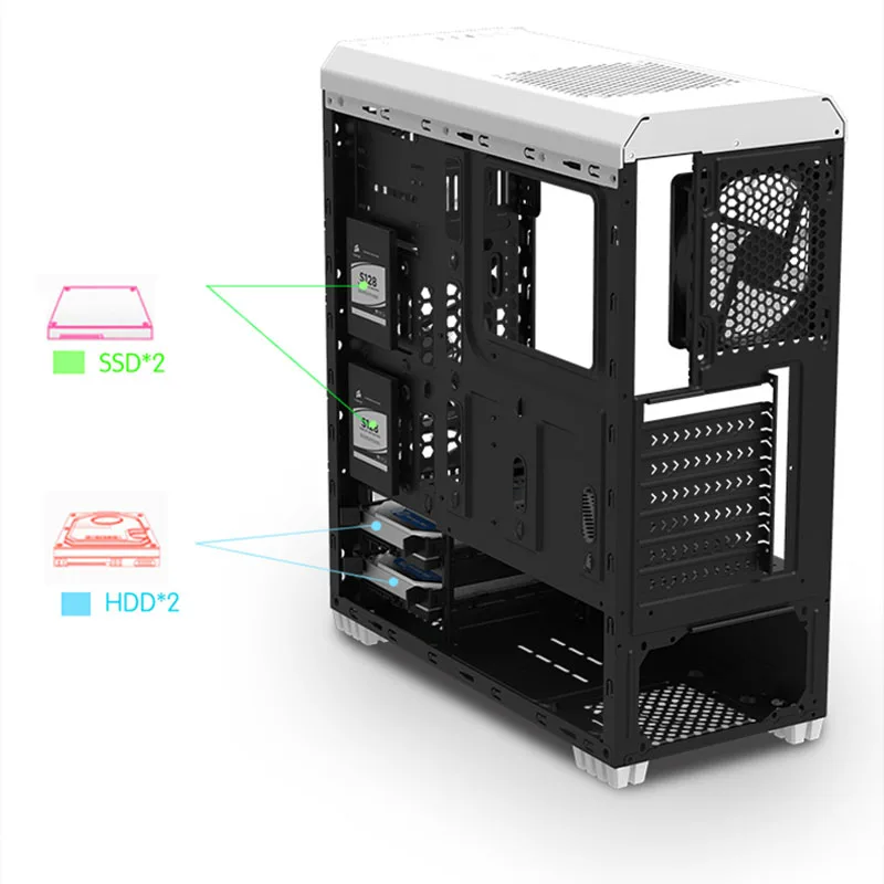 Игровой компьютерный чехол Aigo ATX Mid Tower 240 мм с водяным охлаждением, вентилятор для ПК AIO, поддержка 450*190*470 мм, игровой стиль, оконный чехол, шасси