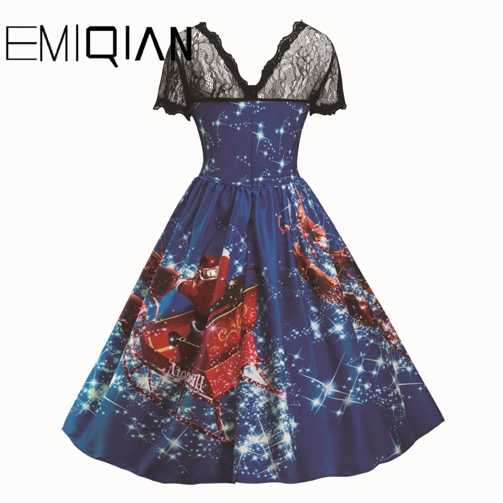 Европейское и американское рождественское платье до колен с коротким рукавом