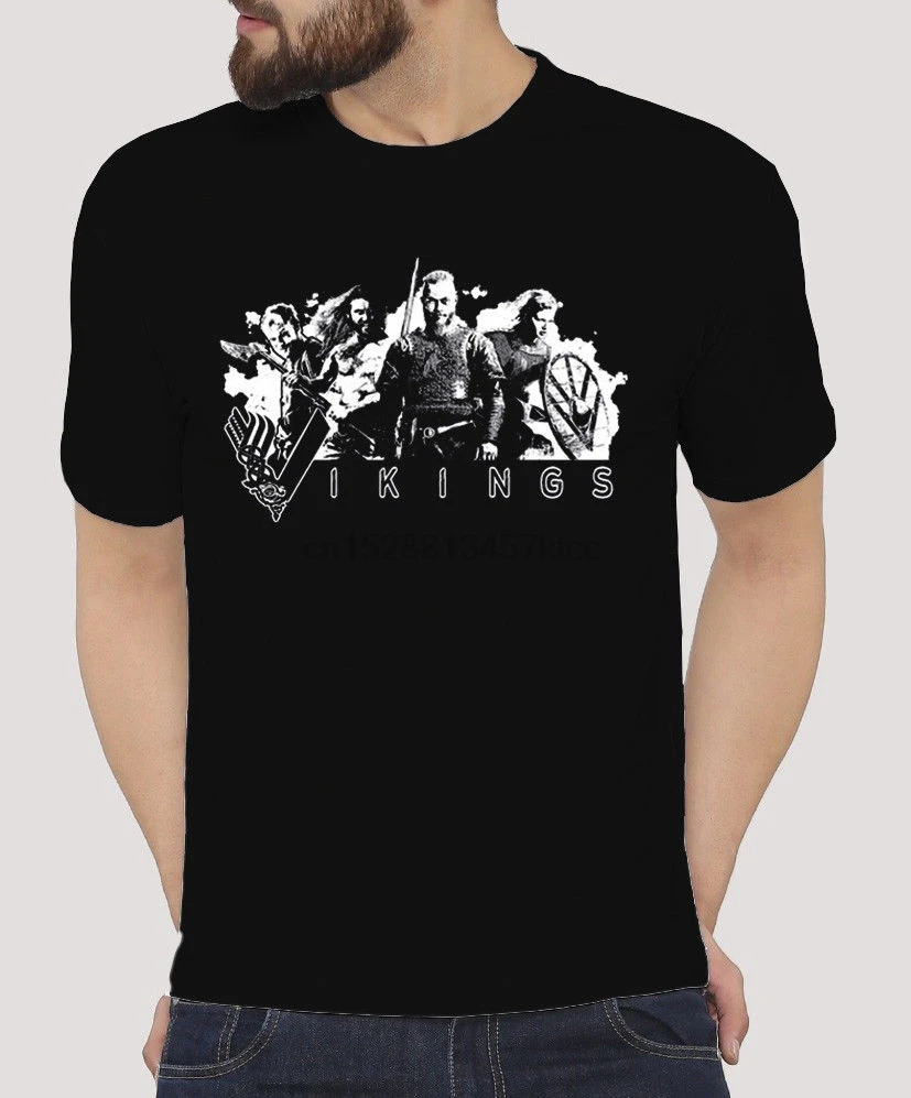 VIKINGS Ragnar Lothbrok Lagertha Rollo Floki Logo 100% хлопковая футболка S 3XL Повседневная с короткими