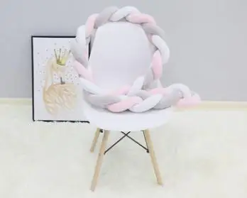 Pink white Gray 300 см детская кровать бампер узел Подушка Детская кроватка Защита детская кроватка бампер постельные принадлежности Колыбель бампер детский душ подарок плетеный бампер для кроватки - Цвет: Pink white Gray