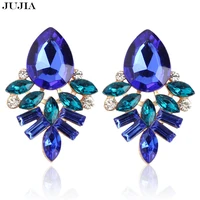 new blue crystal stud earrings colorful rhinestone hangle drop dangle earring luxury ear ring for women jewelry accessories