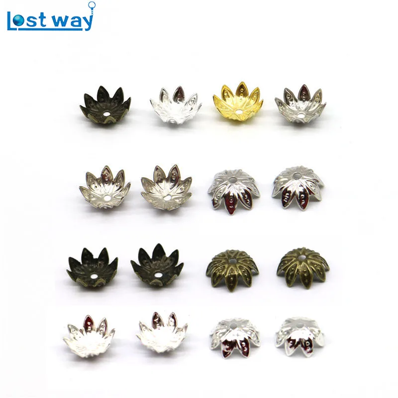 200 шт посеребренные Смешанные Цветочные концевые заглушки для бус амулеты