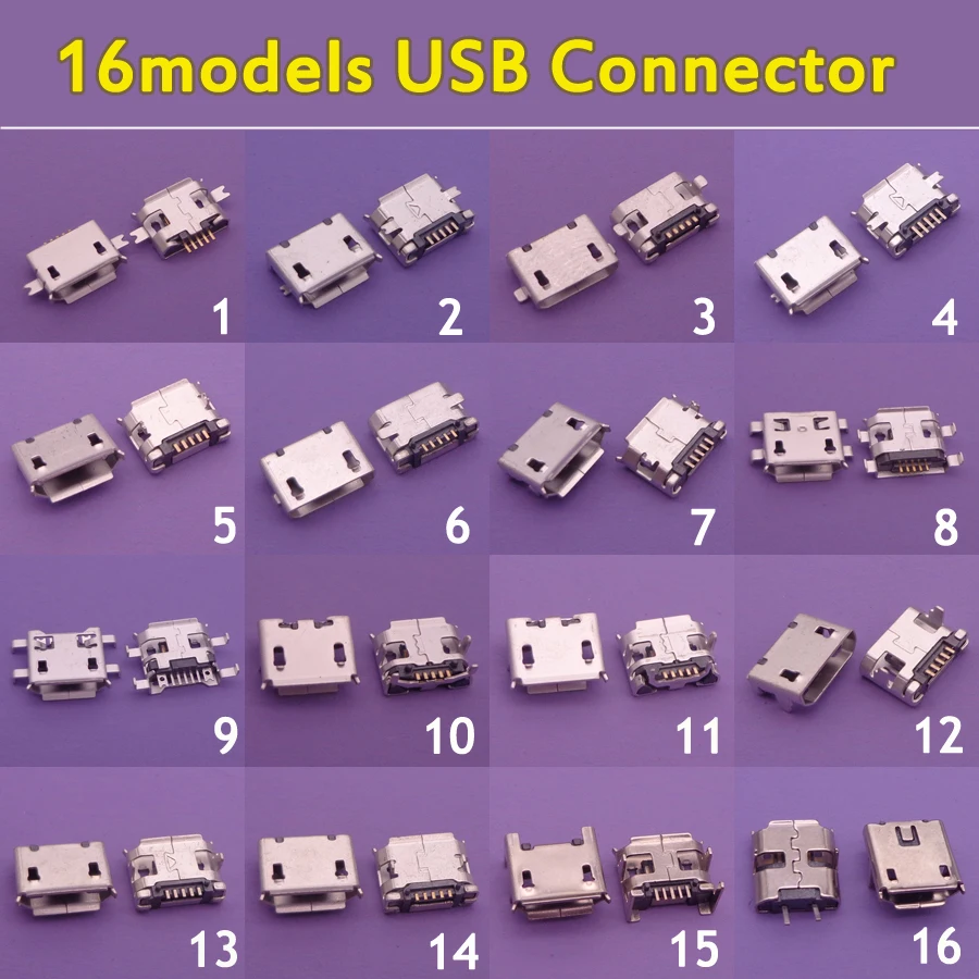16models 16pcs - 80pcs Mix SMD DIP V8 Port Charging Data Plug Micro USB Jack 5P 5pin Socket Connector | Обустройство дома