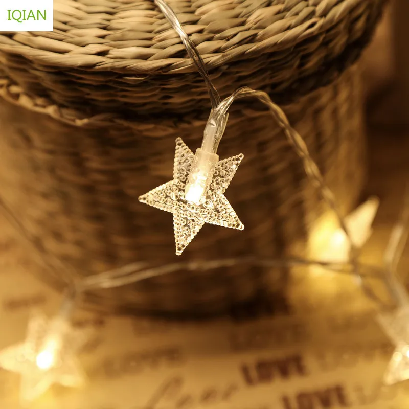 IQIAN Navidad 2019 батарея коробка звезда световая гирлянда 3 м 20 огней Новогодние