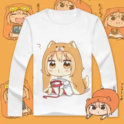 Himouto! Umaru-Чан Симпатичные Doma umaru печатных Футболки с длинным рукавом Повседневное футболка Топы корректирующие осень футболки - Цвет: 5