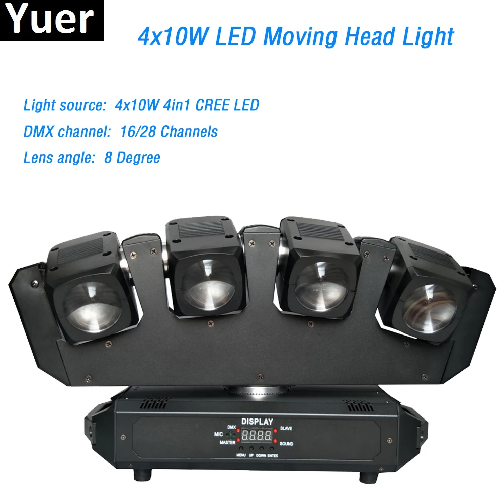 Светодиодный прожектор с движущейся головкой 4 х10 Вт в 1 светодиод CREE DMX512 для