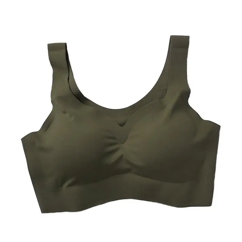 army green Женский спортивный бюстгальтер с подушечками, бесшовный бюстгальтер, противоударное Спортивное нижнее белье для бега, топ, бюстгальтеры для йоги, жилет - Цвет: army green