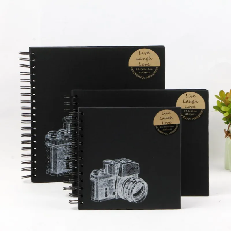 Камера Фото Альбом DIY крафт Бумага черный фотоальбом в КАРТОННОЙ ОБЛОЖКЕ