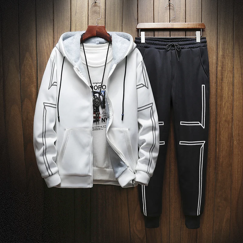 Loldea/спортивный костюм мужской комплект зимний из двух предметов хлопка и флиса с