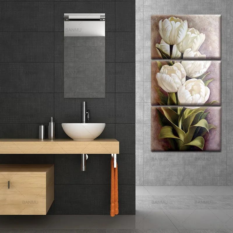 Tulips 3 Panels Wall Art Canvas Paintings Decorations for Living Room Home Office Artwork Giclee Decor | Дом и сад