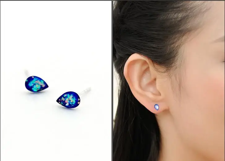 

Oly2u Hot Sale Blue Geometric Water Stud Earrings for Women Party Gift SYED045