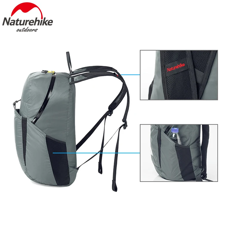 Naturehike 30D нейлоновый водонепроницаемый рюкзак Сверхлегкий плечевой ремень складной рюкзак Открытый Кемпинг спортивные сумки 25L