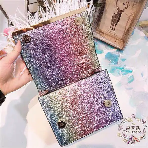 Женская сумка с блестками цепью на одно плечо розовая из страусиного меха 2019 |