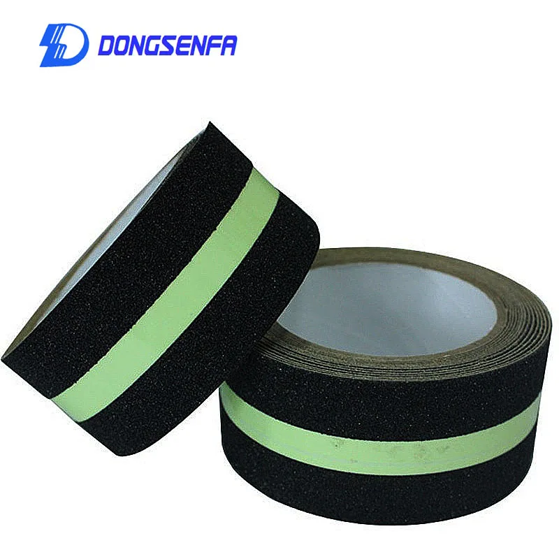 Черная противоскользящая клейкая лента DONGSENFA сигнальная с зеленой