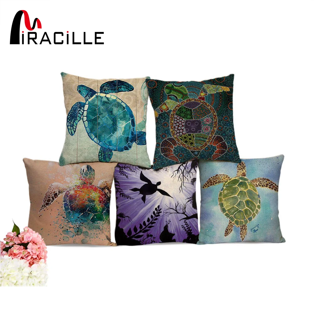 Наволочки Miracille с рисунком морской черепахи для дивана декоративные животных