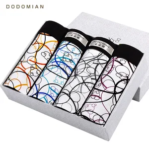 Мужские трусы Хлопок Молодых Людей 4 штупак Мужские Боксеры Большие Размеры Круглый Цветочный Набивной Боксер Мужское Нижнее Белье L XL XXL XXXL