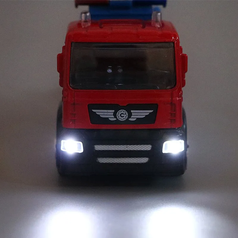 Best selling 1:50 sound and light pull back alloy model simulation die-casting traffic rescue trailer toy free shipping |