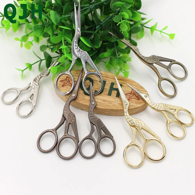 Винтажные ножницы для шитья крестиком QJH бронзовые серебристые золотые из
