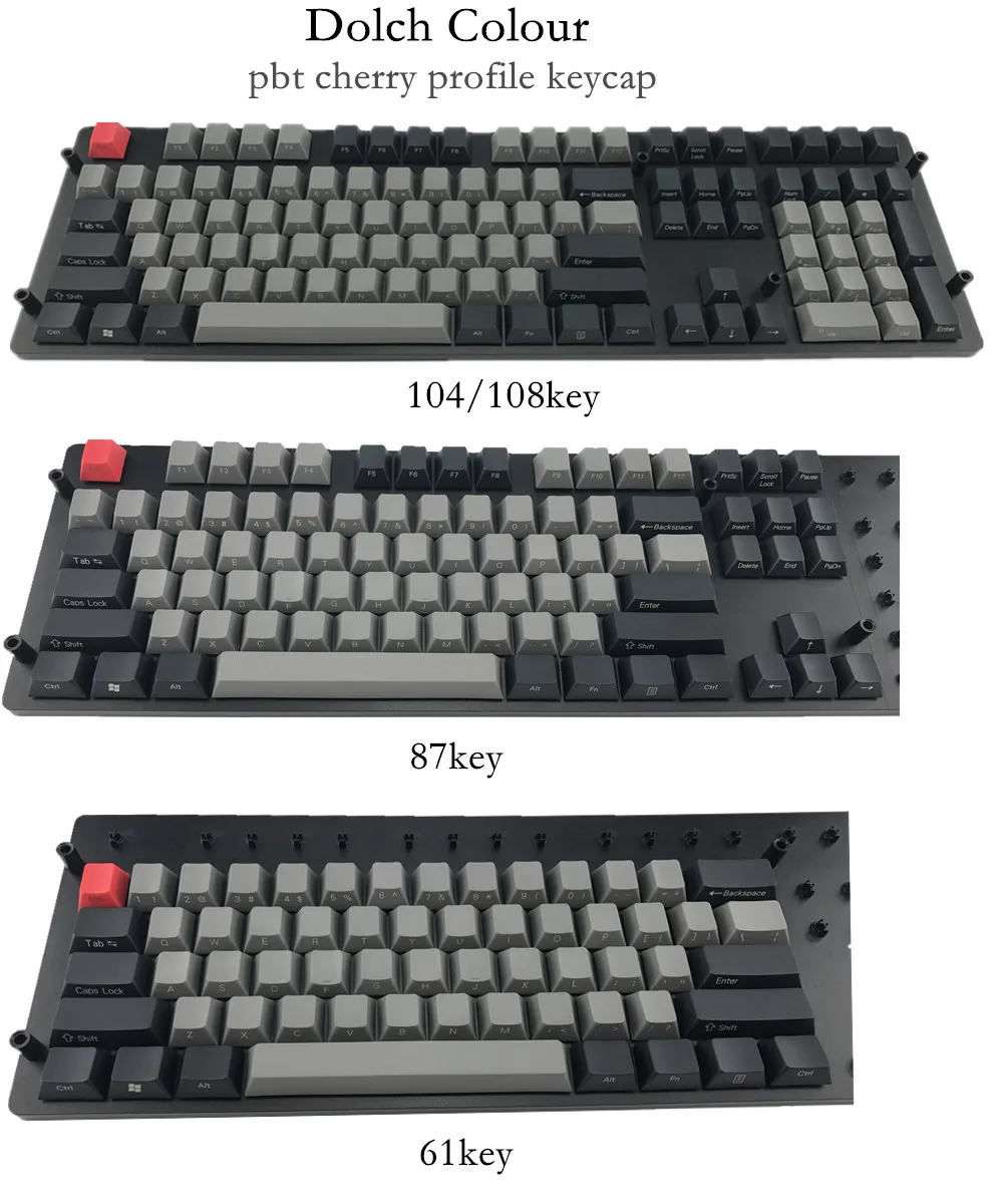Крутой джаз черный серый смешанный Dolch толстый PBT 104 87 61 Keycap Mac ключи Вишневый профиль колпачки для MX Переключатель механическая клавиатура