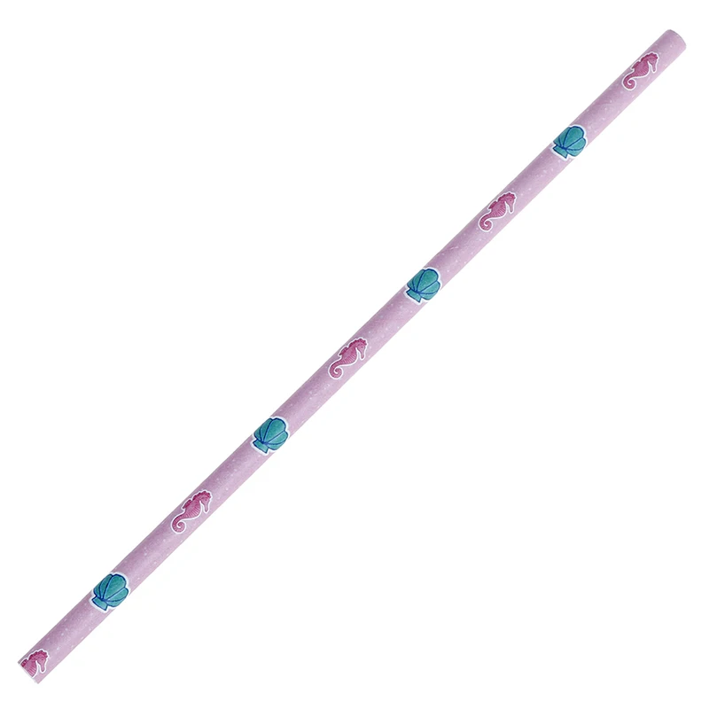 25 Pcs Mermaid Disposable Paper Straws Party DIY For Baby Shower Baptism Birthday Wedding Decor