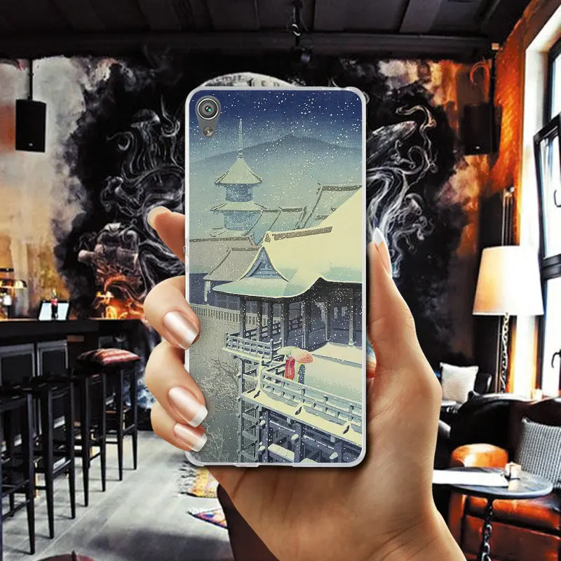 For Sony Xperia Z1 Z2 Z3 Z4 Z5 Compact Premium M2 M4 M5 E3 E5 T3 XA Soft Mobile Phone Cases Ancient Japanese Architecture Art |