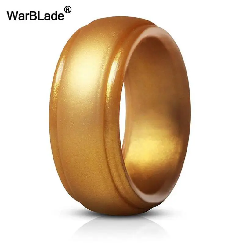 Gold WarBLade, новинка, пищевое качество, FDA, силиконовые кольца для мужчин, свадебные резинки, гипоаллергенные, гибкие, антибактериальные, силиконовое кольцо на палец - Цвет основного камня: Gold