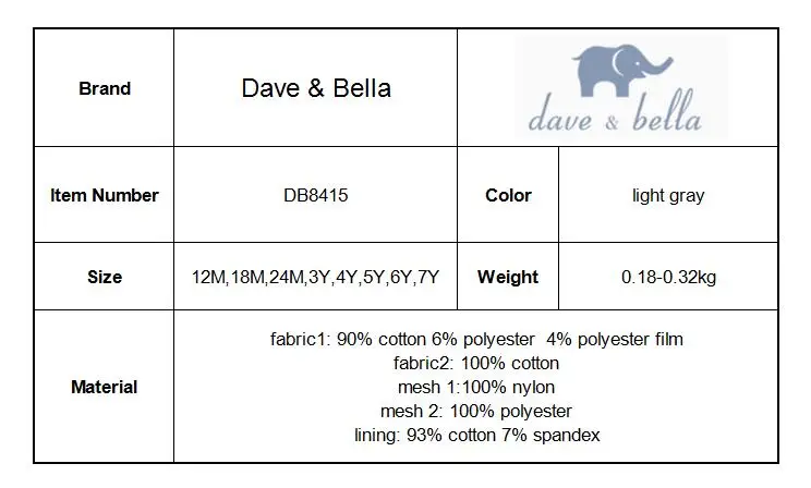 DB8415 dave bella/осеннее детское платье с длинными рукавами; мини-платье для девочек; Детские Вечерние платья на день рождения; сетчатая одежда для малышей