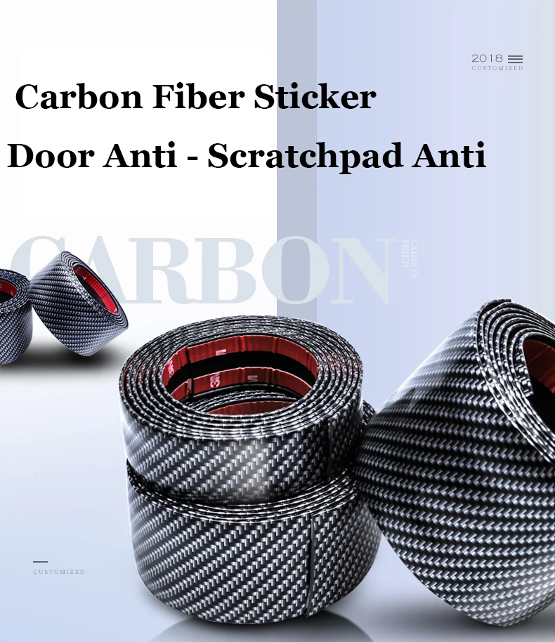 Углеродного волокна Стикеры двери анти-блокнота анти-удар защиты ленты коврик