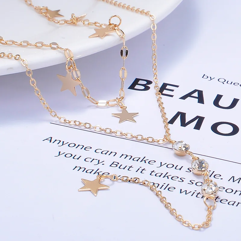 Золотое ожерелье в стиле барокко с кристаллами и звездами для женщин