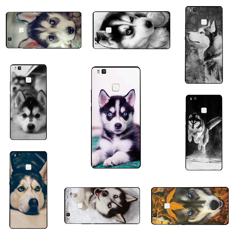 Black Soft TPU For Huawei P9 Lite Back Cover 5.2 Inch DIY Ascend G9 Phone Case Bumper Shell Husky Pattern Coque | Мобильные телефоны