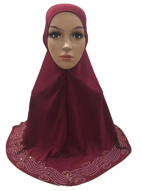 Dark Red Одна штука Amira хиджаб ниндзя мусульманский женский платок на голову исламский шейный платок на грудь накидка полное покрытие шапочка для молитвы Стразы тюрбан - Цвет: Dark Red