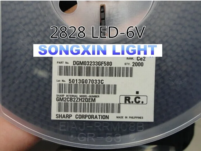 1000pcs FOR SHARP LED Backlight High Power 0.8W 2828 6V Cool white 45LM GM2BB1ZF2CEM TV Application | Электронные компоненты и