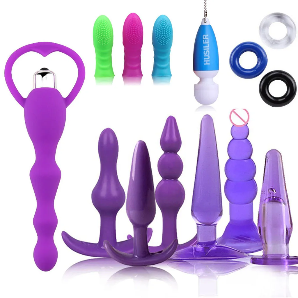 Anal Adult sex toys vibrator butt plug silicone For Couple Beads Plug Massager Rings Set Vibrating Stimulator 14PC Shealth H3 | Красота и