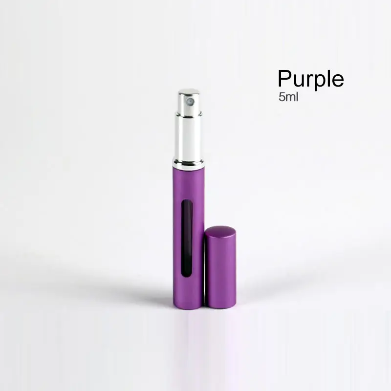 Purple 5 мл портативный мини-распылитель для духов, для путешествий, многоразовый флакон, флакон для духов, флакон для распыления ароматов, чехол-насос, пустые косметические контейнеры - Цвет: Purple