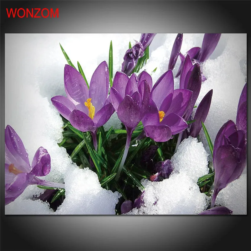 Невероятные ледяные фиолетовые цветы Картина на холсте 1 шт. HD печать домашний