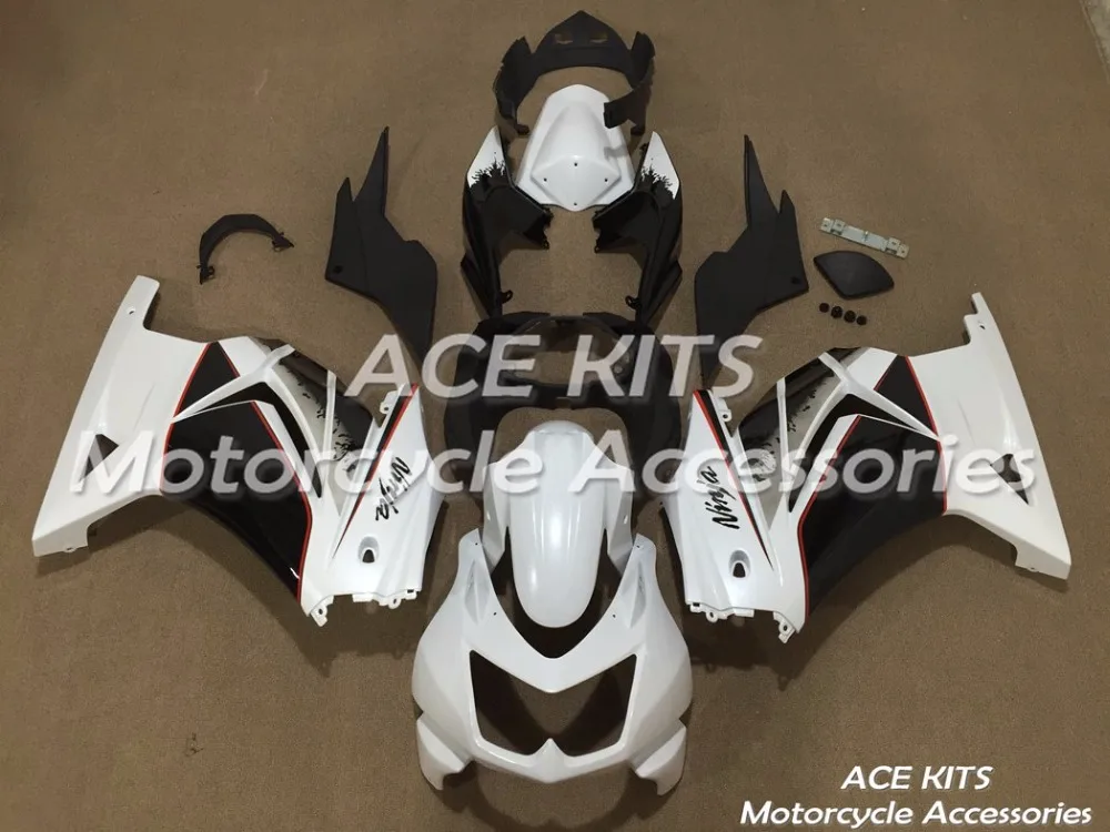 

New ABS motorcycle Fairing For Kawasaki Ninja250 2008-2012 Injection Bodywor spectacular white black ACE No.870