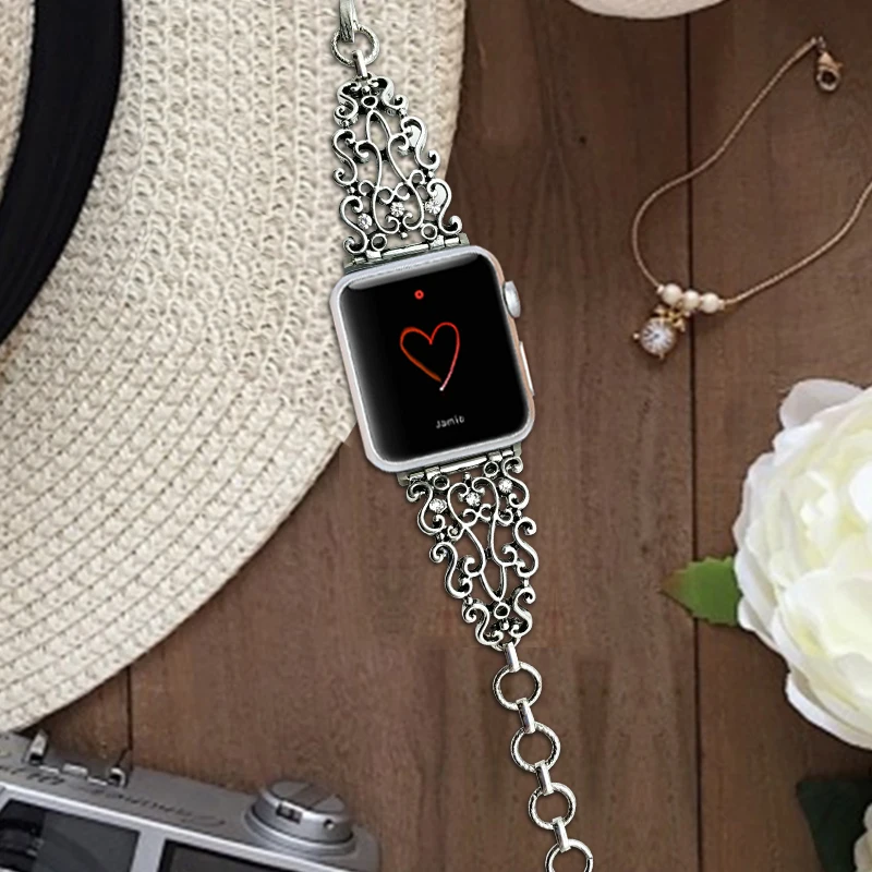 Ремешок для Apple Watch Series 5 4 40/44 мм браслет с алмазной резьбой дизайнерский Браслет