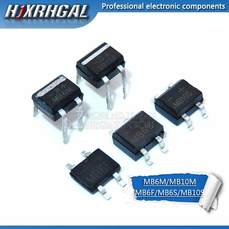 Миниатюрный Мостовой выпрямитель MB6S, MB6M, MB10M, MB6F, 100 А, 600 В, шт.