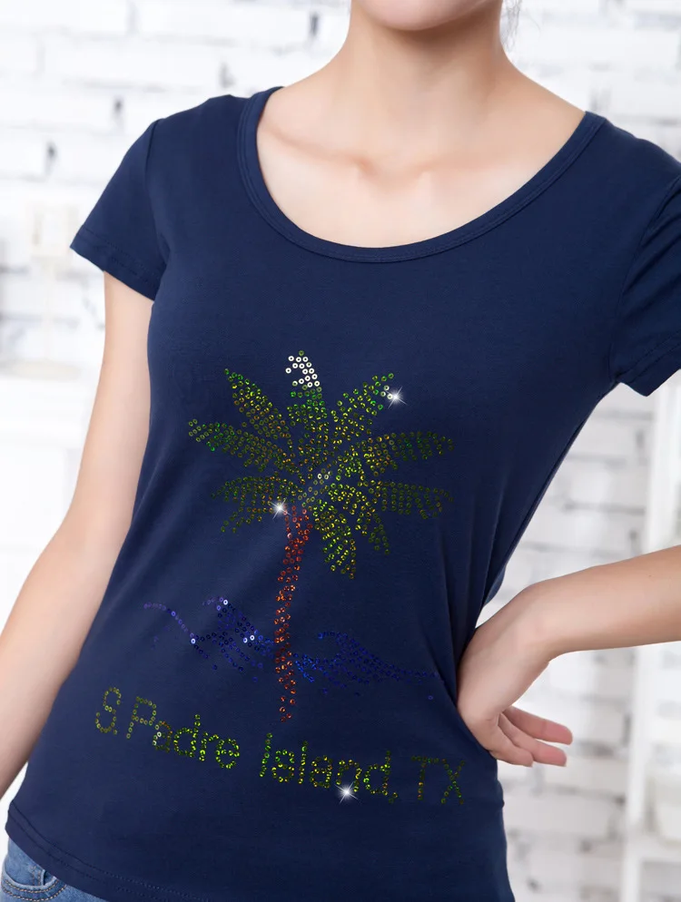 Бесплатная доставка! 10 шт.! Модная футболка с кокосовым деревом термотрансферный